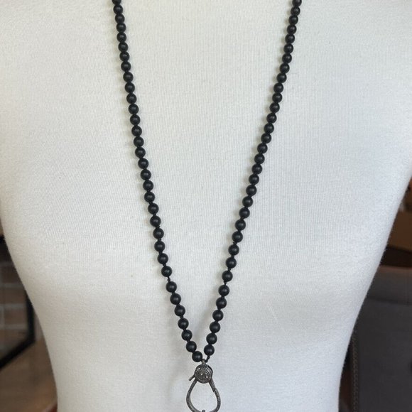 New Authentic Chan Luu Black Diamond Clasp & Talon Pendant Matte Onyx Necklace